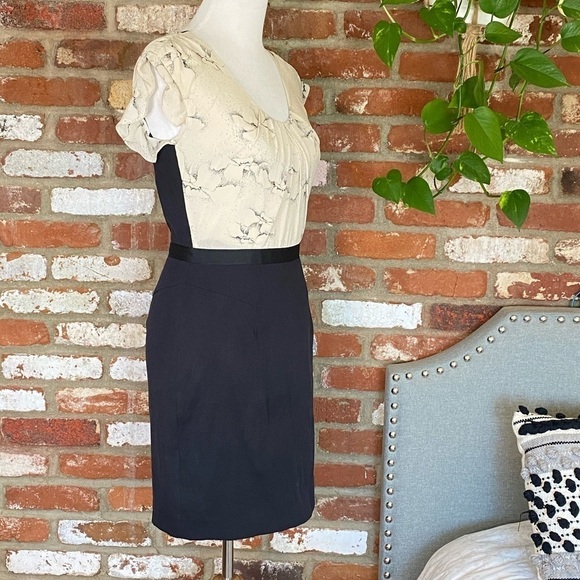 Rebecca Taylor Aristotle Silk Ivory Black Short sleeve Dress size small - Picture 3 of 9